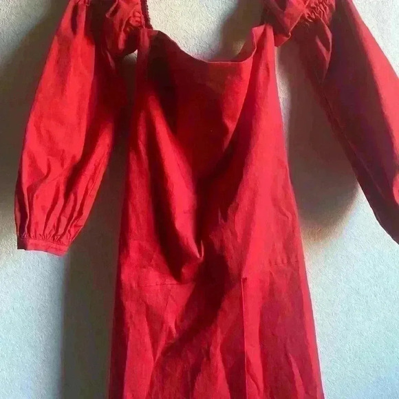 ÀCHEVAL PAMPA  Net Sustain Nube Off-The-Shoulder Stretch-Cotton Red Midi Dress M - Picture 4 of 16